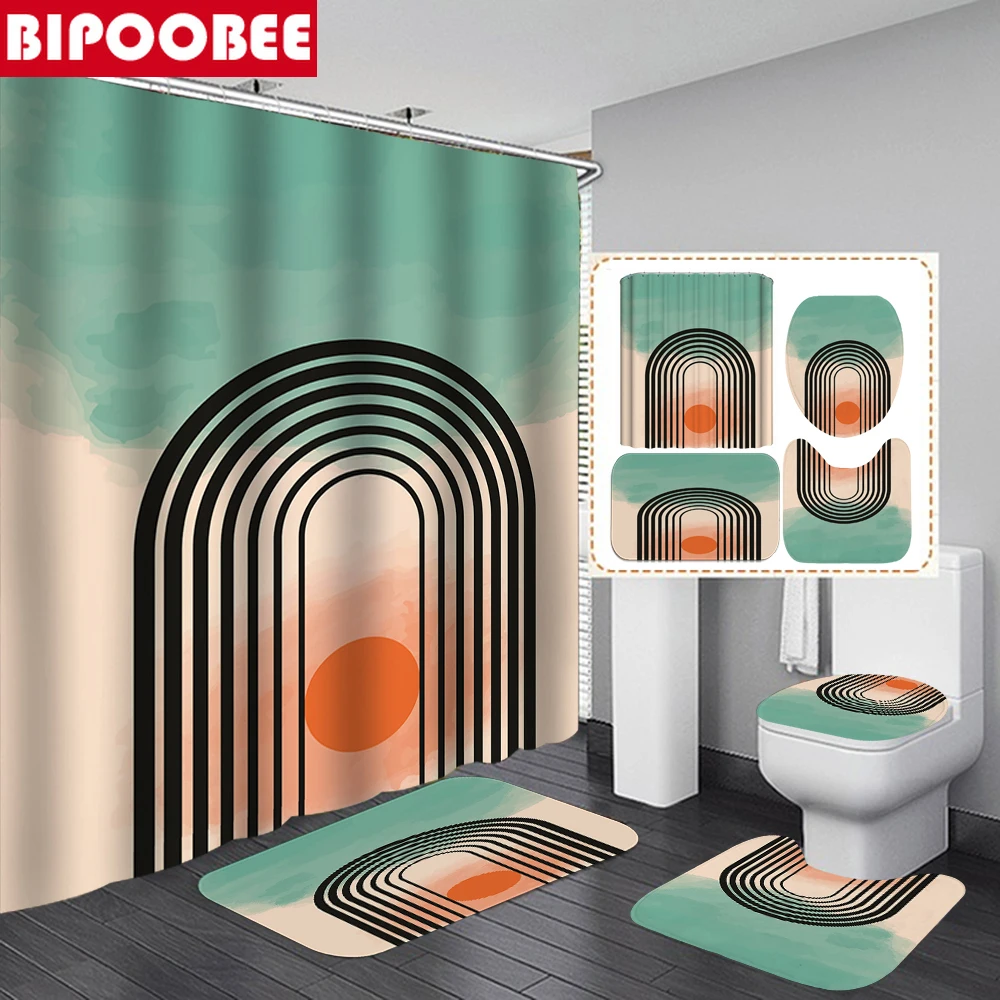 Abstract Art Print Shower Curtain Polyester Fabric Bathroom Curtains Pedestal Rug Toilet Lid Cover Non-Slip Carpet Bath Mats Set
Abstract Art Print Shower Curtain Polyester Fabric Bathroom Curtains Pedestal Rug Toilet Lid Cover Non-Slip Carpet Bath Mats Set