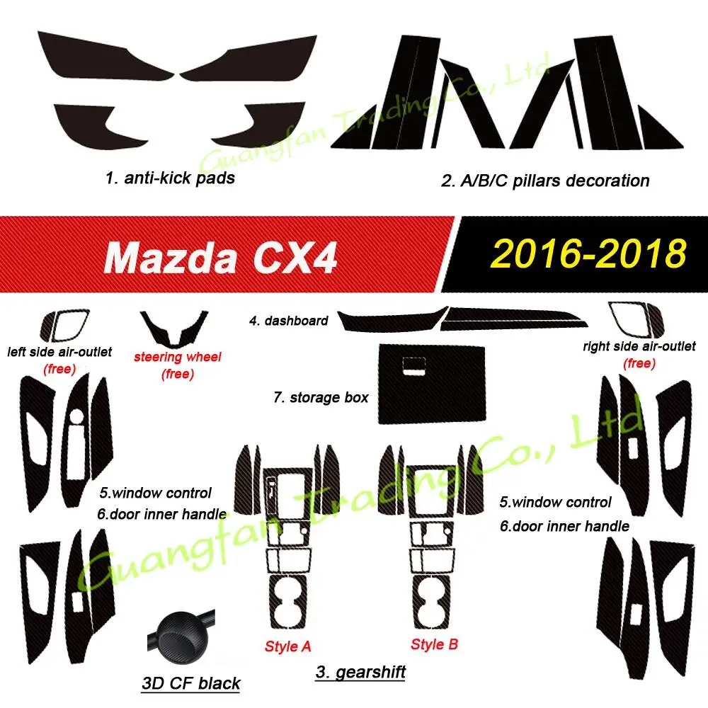 

Стайлинг автомобиля 3D 5D углеродное волокно Автомобильный интерьер центральная консоль изменение цвета молдинг наклейки для Mazda CX4 2016-2021