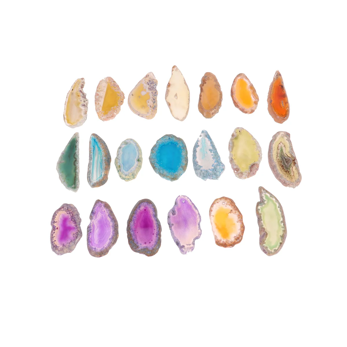

20PCS Pieces Drilled Natural Agate Gemstone Slices, Colored Geode Polished Slabs, Agate Place Cards, Craft Project Loose Agate