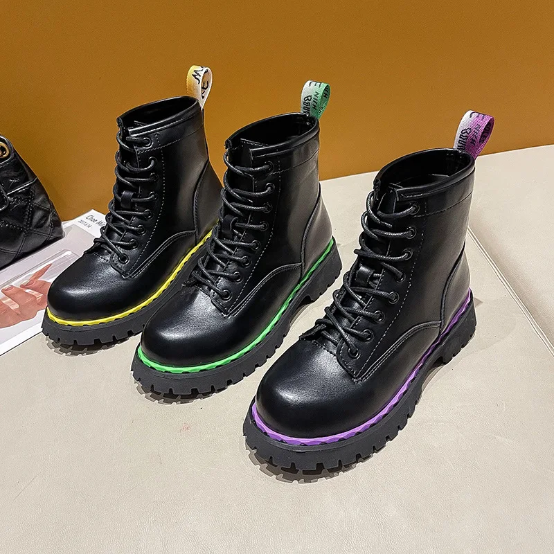 Punk Gothic Combat Boots Women Black Platform Boots 2021 New Fashion Lace Up PU Leather Ankle Motorcycle Boots Female Designer 
Punk Gothic Combat Boots Women Black Platform Boots 2021 New Fashion Lace Up PU Leather Ankle Motorcycle Boots Female Designer