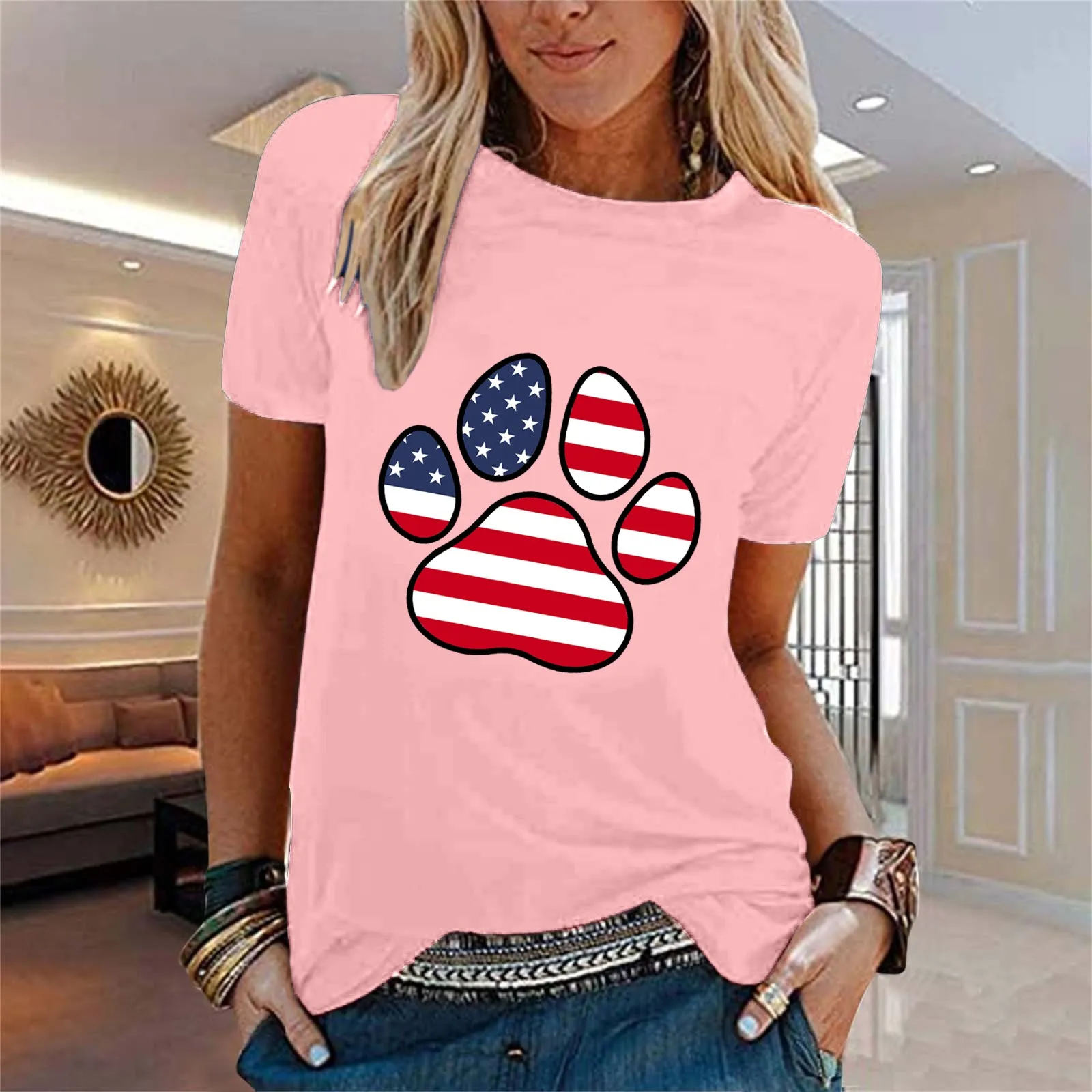 Long Sleeve Plaid T Shirt Women's Casual Independence Day Printed T Shirt Short Sleeved Shirt Loose Tops Long Sleeve for Women
Long Sleeve Plaid T Shirt Women's Casual Independence Day Printed T Shirt Short Sleeved Shirt Loose Tops Long Sleeve for Women
