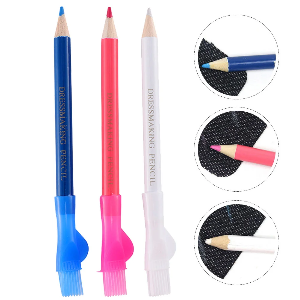 

3 Pcs Sewing Pen Tailor Supply Fabric Chalk Color Manual Clothes DIY Chalks Wooden Professional Markers For Student Work Tools