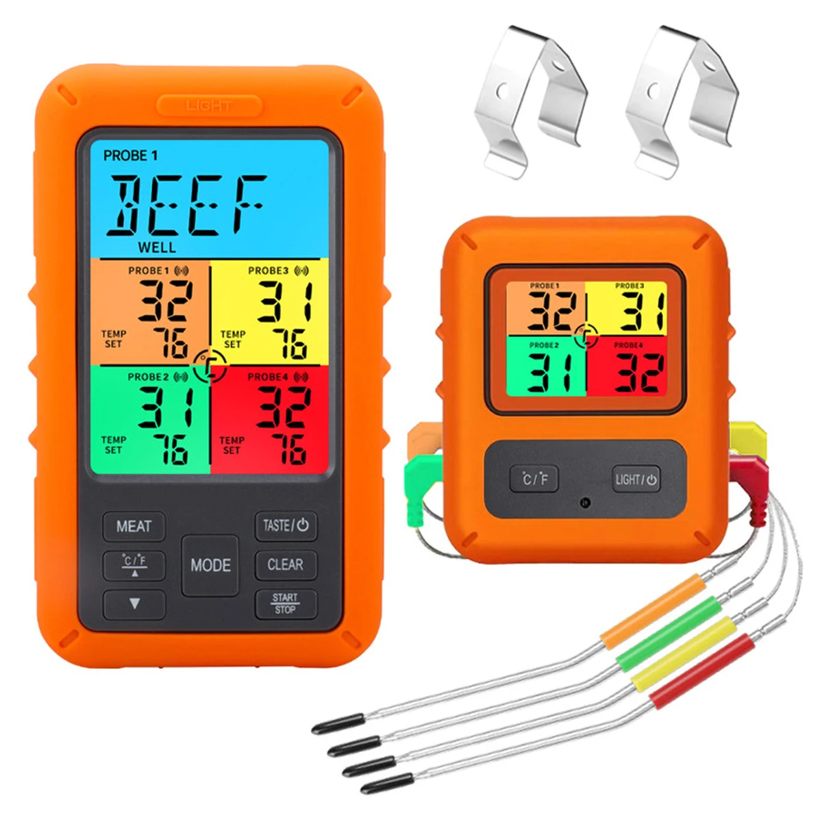 Wireless Meat Thermometer Digital Cooking Food Thermometer with 4 Probes 328FT Remote Range Battery Operated Smoker BBQ Grill
Wireless Meat Thermometer Digital Cooking Food Thermometer with 4 Probes 328FT Remote Range Battery Operated Smoker BBQ Grill