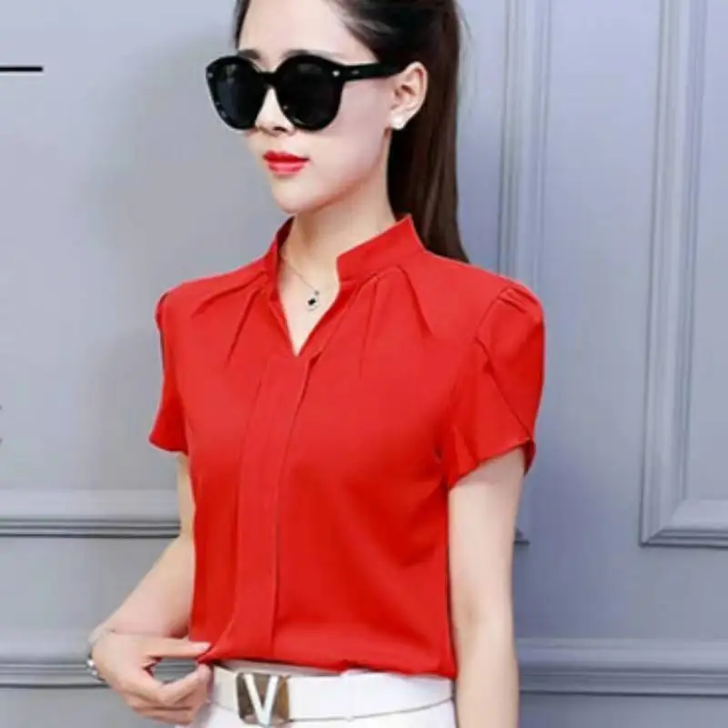 Women's Summer New Korean Style Chiffon Shirt Fashion Temperament Slim All-match Lotus Leaf Sleeve Short-sleeved Top 259
Women's Summer New Korean Style Chiffon Shirt Fashion Temperament Slim All-match Lotus Leaf Sleeve Short-sleeved Top 259