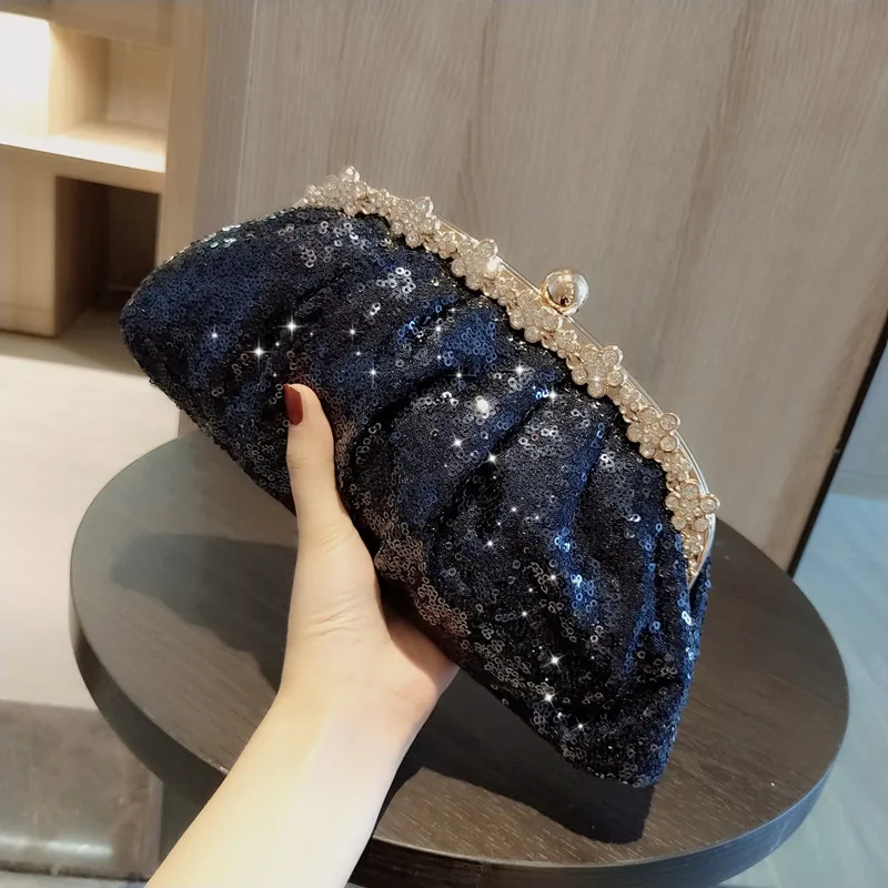 Dark Blue Clutch Bag Women Bling Sequin Purses and Handbag Diamonds Women's Wallet Chain Shoulder Female Party Clutch
Dark Blue Clutch Bag Women Bling Sequin Purses and Handbag Diamonds Women's Wallet Chain Shoulder Female Party Clutch