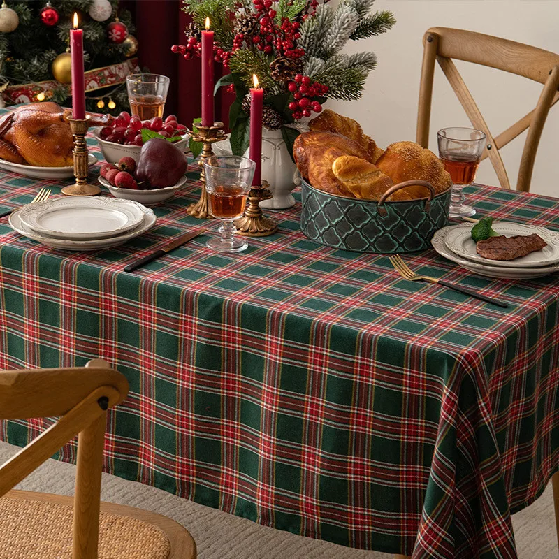 

Table Cloth Christmas Red Green Simple Grid Table Mat Hotel Rectangle Tea Rable Cloth Festival Home Decorative Table Cloth