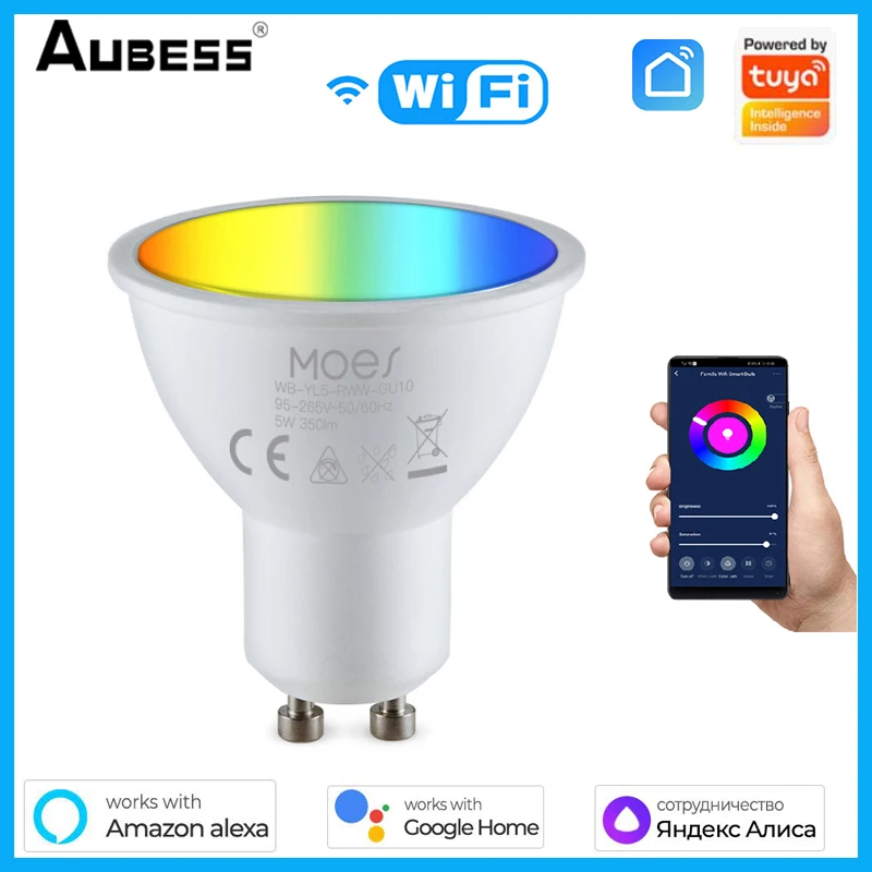 Tuya Smart GU10 WiFi Smart Light LED Bulbs RGBCW 5W Dimmable Lamps Smart Life Remote Contro Work With Alexa Google Home Alice
Tuya Smart GU10 WiFi Smart Light LED Bulbs RGBCW 5W Dimmable Lamps Smart Life Remote Contro Work With Alexa Google Home Alice