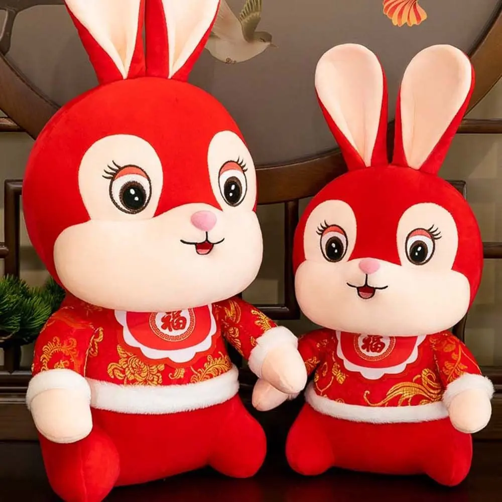 

Плюшевые игрушки-животные, китайский новый год, кролик, талисман, кролик, кукла, знаки зодиака, кролик, плюшевая игрушка