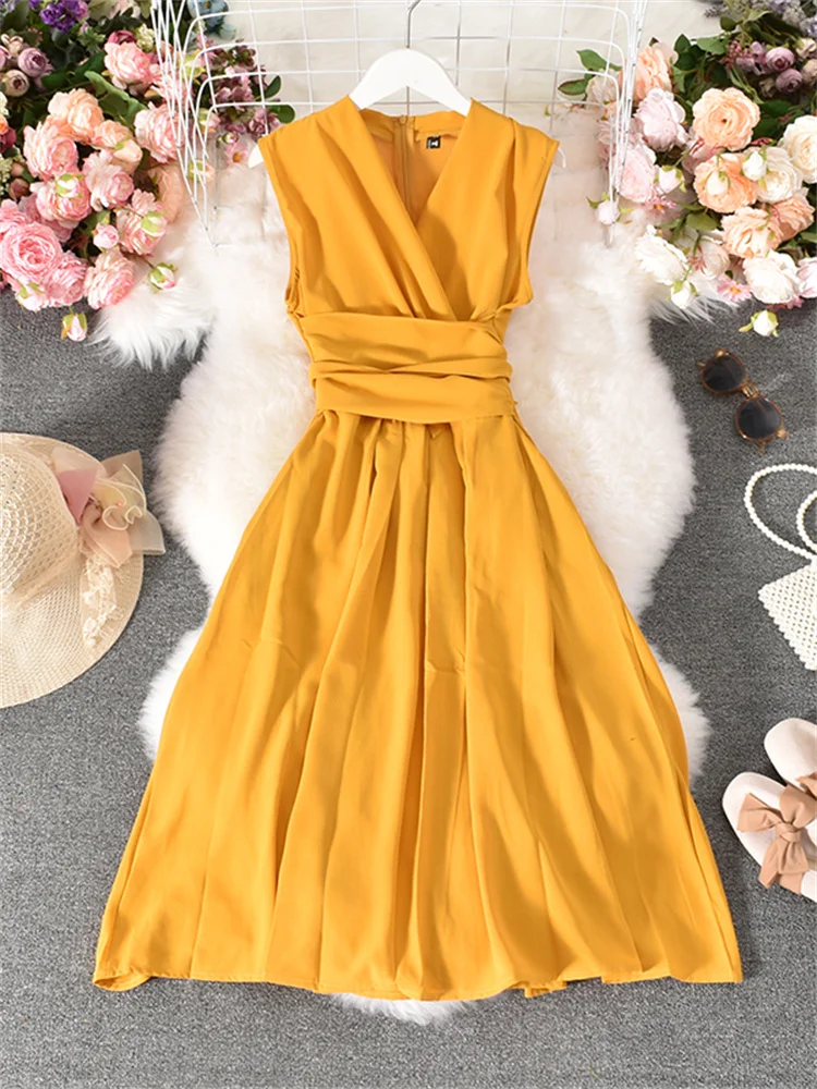 Han Fan Ladies Ladies Dresses Feminine Temperament Slim Slim V-neck Waist Mid-length Chiffon 2022 Summer New Dress
Han Fan Ladies Ladies Dresses Feminine Temperament Slim Slim V-neck Waist Mid-length Chiffon 2022 Summer New Dress