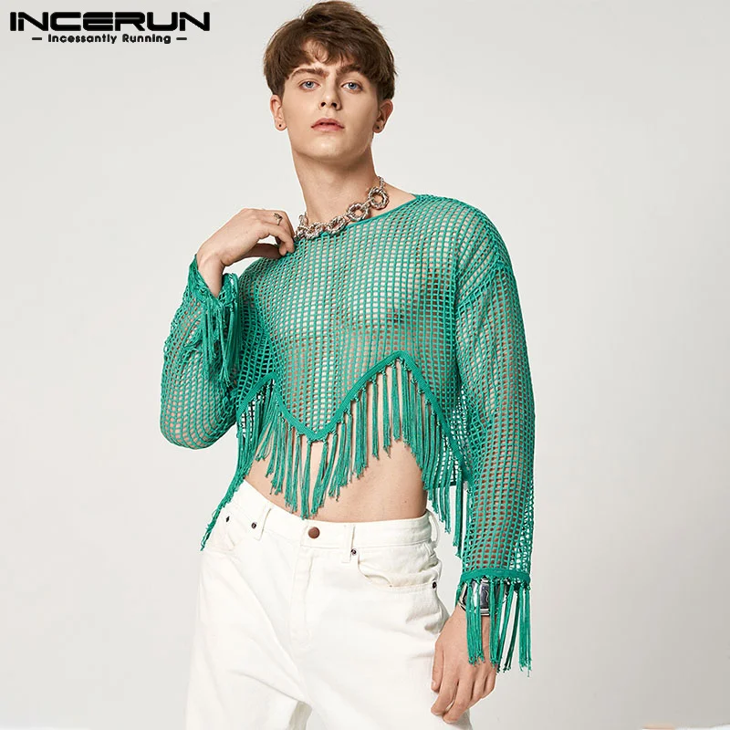 INCERUN Tops 2023 American Style New Men's Knitted Hollow Mesh T-shirts Sexy See-through Tassel Short Long Sleeve Camiseta S-5XL
INCERUN Tops 2023 American Style New Men's Knitted Hollow Mesh T-shirts Sexy See-through Tassel Short Long Sleeve Camiseta S-5XL