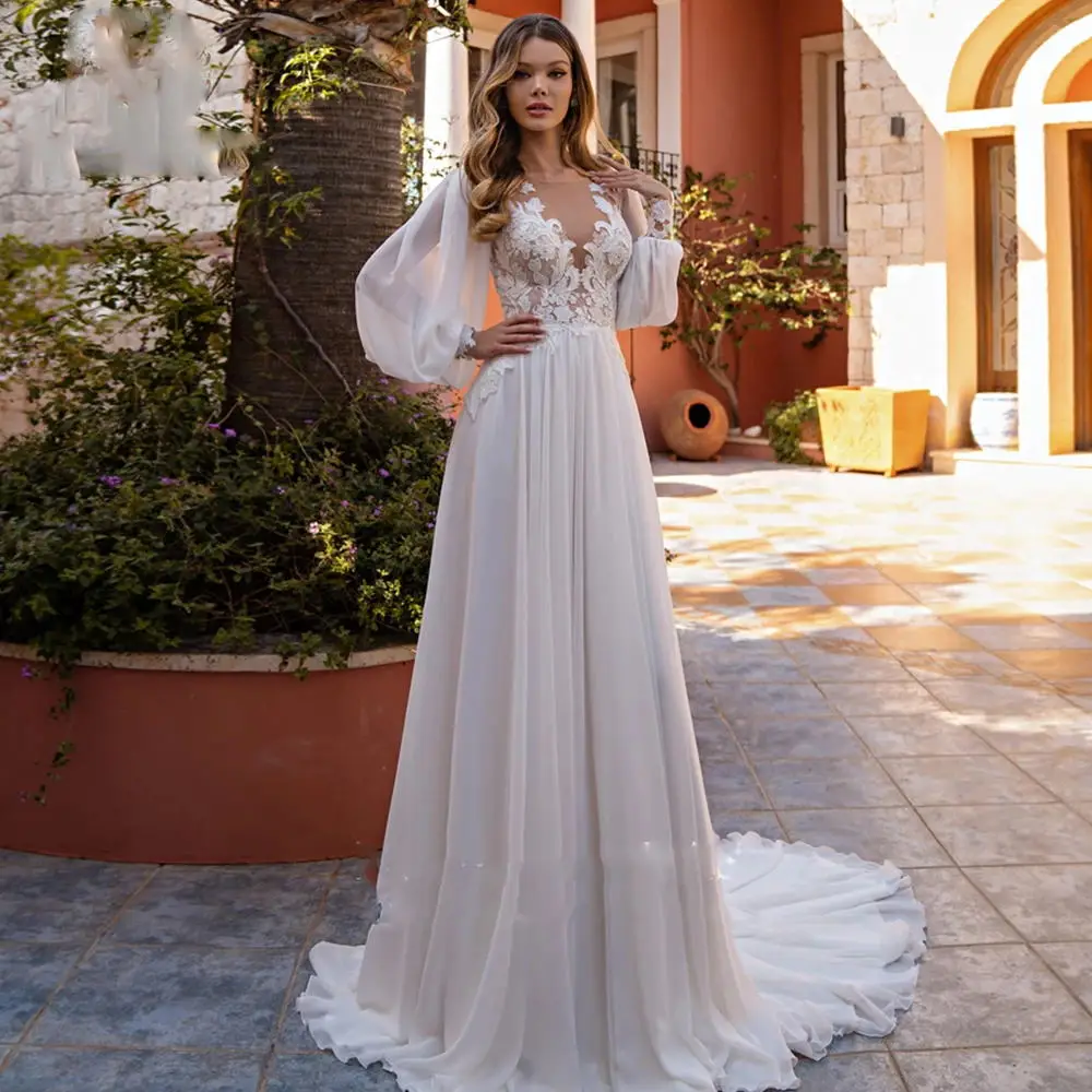 Boho Sexy V-Neck Wedding Dresses A-line Tulle Long Sleeves A-Line Vintage Bride Gown for Woman Fall Bridal Robe Vestido De Novia
Boho Sexy V-Neck Wedding Dresses A-line Tulle Long Sleeves A-Line Vintage Bride Gown for Woman Fall Bridal Robe Vestido De Novia