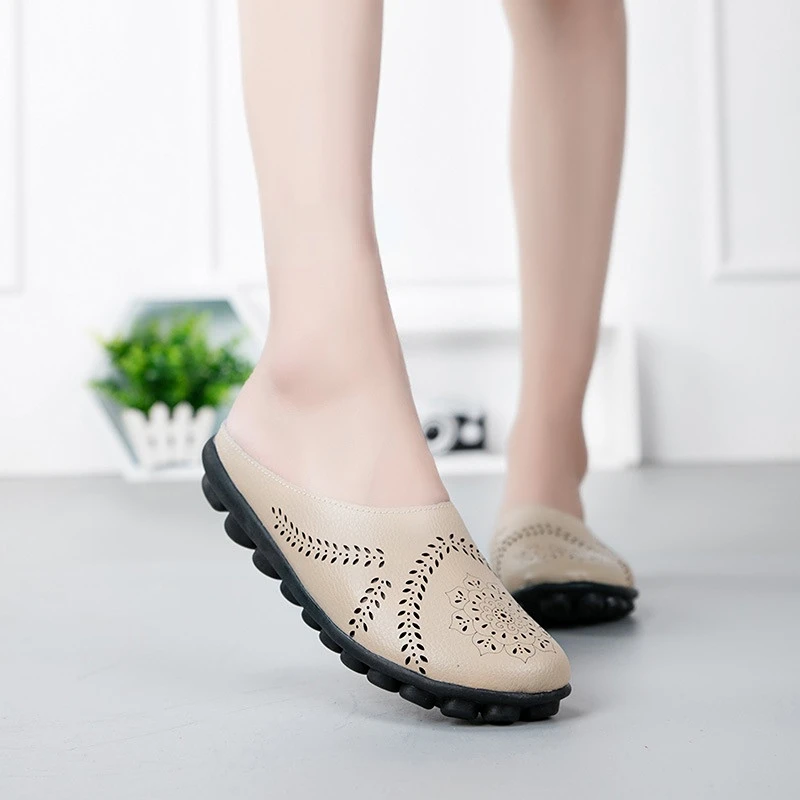 

New Cut-Outs Summer Shoes Woman Genuine Leather Women Flats Women's Loafers Female Shoe Size 35-44