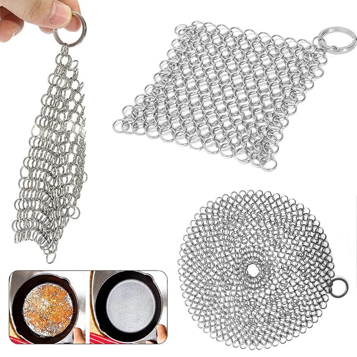 Kitchen Cleaning Ring Stainless Steel Cleaner Chainmail Scrubber Accessories Reusable Washing Net Cleaning Tool for Home 
Kitchen Cleaning Ring Stainless Steel Cleaner Chainmail Scrubber Accessories Reusable Washing Net Cleaning Tool for Home