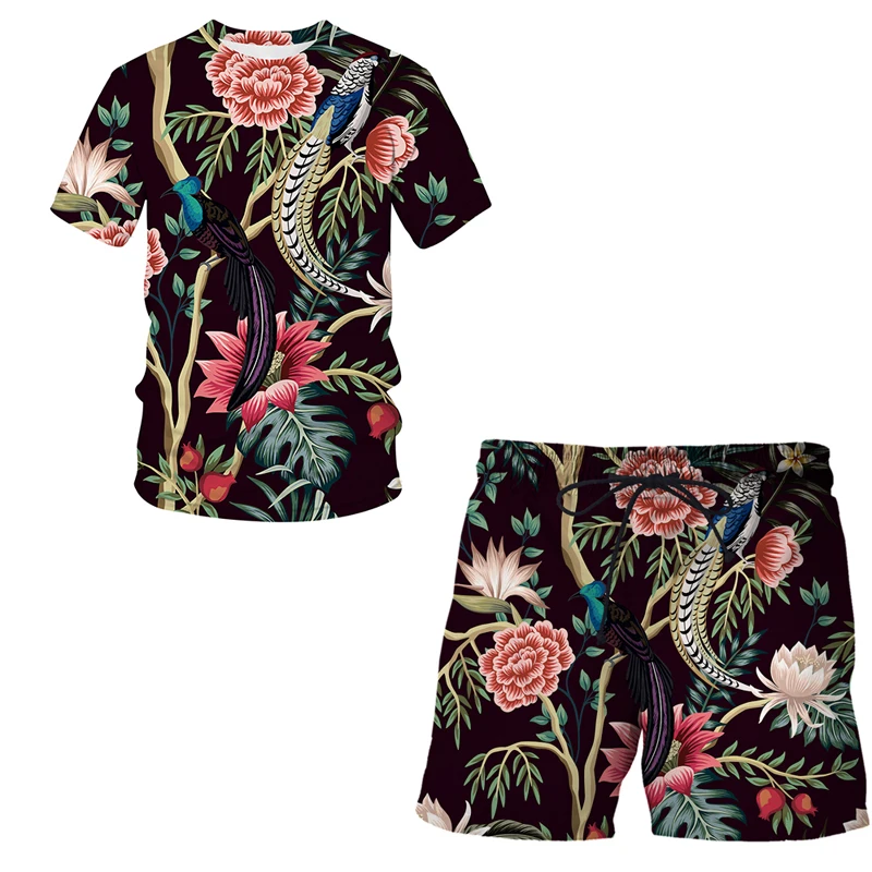 2022 Summer Flower, bird and plant illustration Casual Suit Fashion 2-piece Set 3D Printing T-shirt Short-sleeved Sweater Street
2022 Summer Flower, bird and plant illustration Casual Suit Fashion 2-piece Set 3D Printing T-shirt Short-sleeved Sweater Street