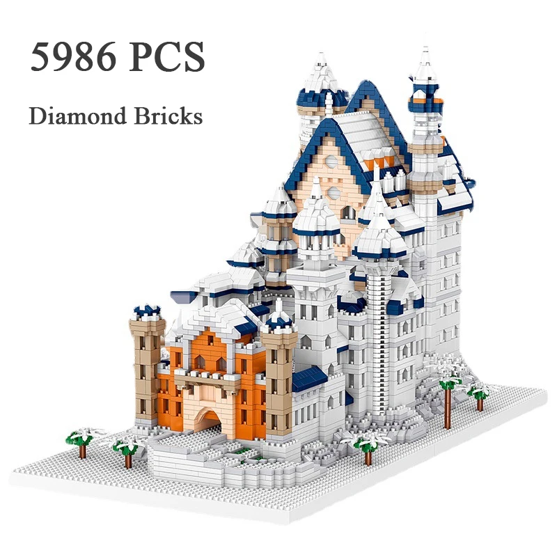 

City Street View Neuschwanstein Castle Architecture Micro Building Blocks Germany Swan Stone Bricks Toys for Children Xmas Gifts