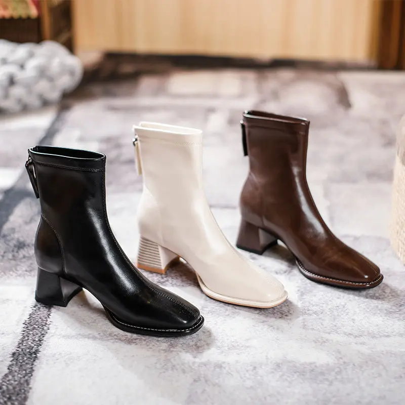 Women's Boots Autumn Female Shoes Back Zip Zipper Boots-Women Rubber Mid Calf Ladies High Heel
Women's Boots Autumn Female Shoes Back Zip Zipper Boots-Women Rubber Mid Calf Ladies High Heel