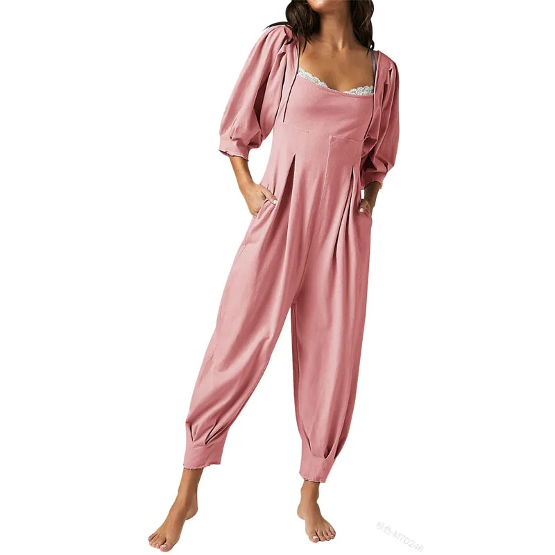 Новинка 2023, Женский однотонный комбинезон с квадратным воротником и короткими рукавами-фонариками, модные Свободные повседневные облегающие брюки, комбинезон, брюки
Новинка 2023, Женский однотонный комбинезон с квадратным воротником и короткими рукавами-фонариками, модные Свободные повседневные облегающие брюки, комбинезон, брюки