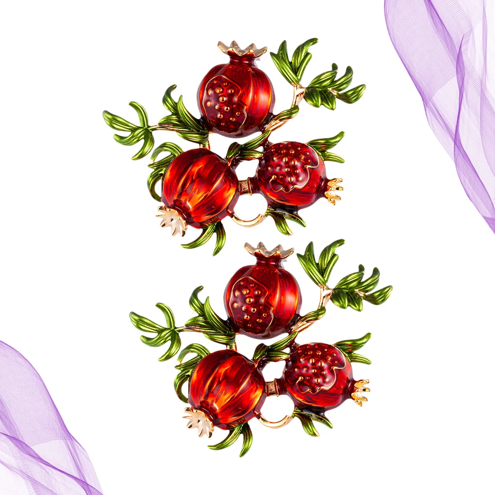

2PCS Chic Sweet Pomegranate Design Brooch Trendy Style Fashionable Alloy Brooch for Mother's Day Gift Women