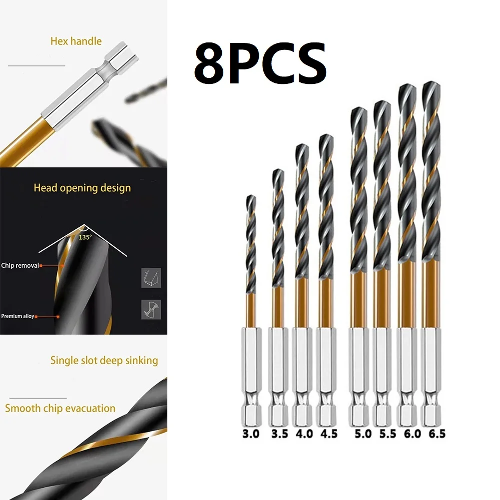 Hexagonal Shank 4341 Drilling Bit For Aluminium 1/4 \\\" 3/3.5/4/4.5/5/5.5/6/6.5mm 6.35mm Hss 4341 Titanium Coated
Hexagonal Shank 4341 Drilling Bit For Aluminium 1/4 \\\" 3/3.5/4/4.5/5/5.5/6/6.5mm 6.35mm Hss 4341 Titanium Coated