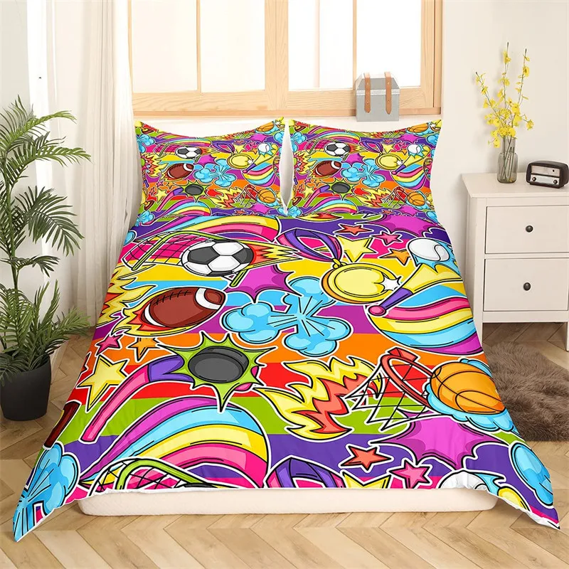 Football Duvet Cover Sports Theme Ball Games Bedding Set Kids Basketball Hockey Comforter Cover Twin For Boys Girls Room Decor
Football Duvet Cover Sports Theme Ball Games Bedding Set Kids Basketball Hockey Comforter Cover Twin For Boys Girls Room Decor