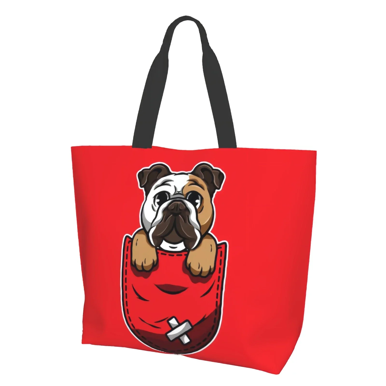 Cute Dog Cartoon Puppy In Red Pocket Canvas Tote Bag for Women Weekend Kitchen Reusable Grocery Bags
Cute Dog Cartoon Puppy In Red Pocket Canvas Tote Bag for Women Weekend Kitchen Reusable Grocery Bags