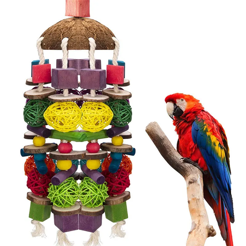 Bird Parrot Chewing Toy Wooden Colorful Blocks Rattan Ball Tearing Toy Bird Cage Bite Toy For African Grey Macaws Cockatoos
Bird Parrot Chewing Toy Wooden Colorful Blocks Rattan Ball Tearing Toy Bird Cage Bite Toy For African Grey Macaws Cockatoos