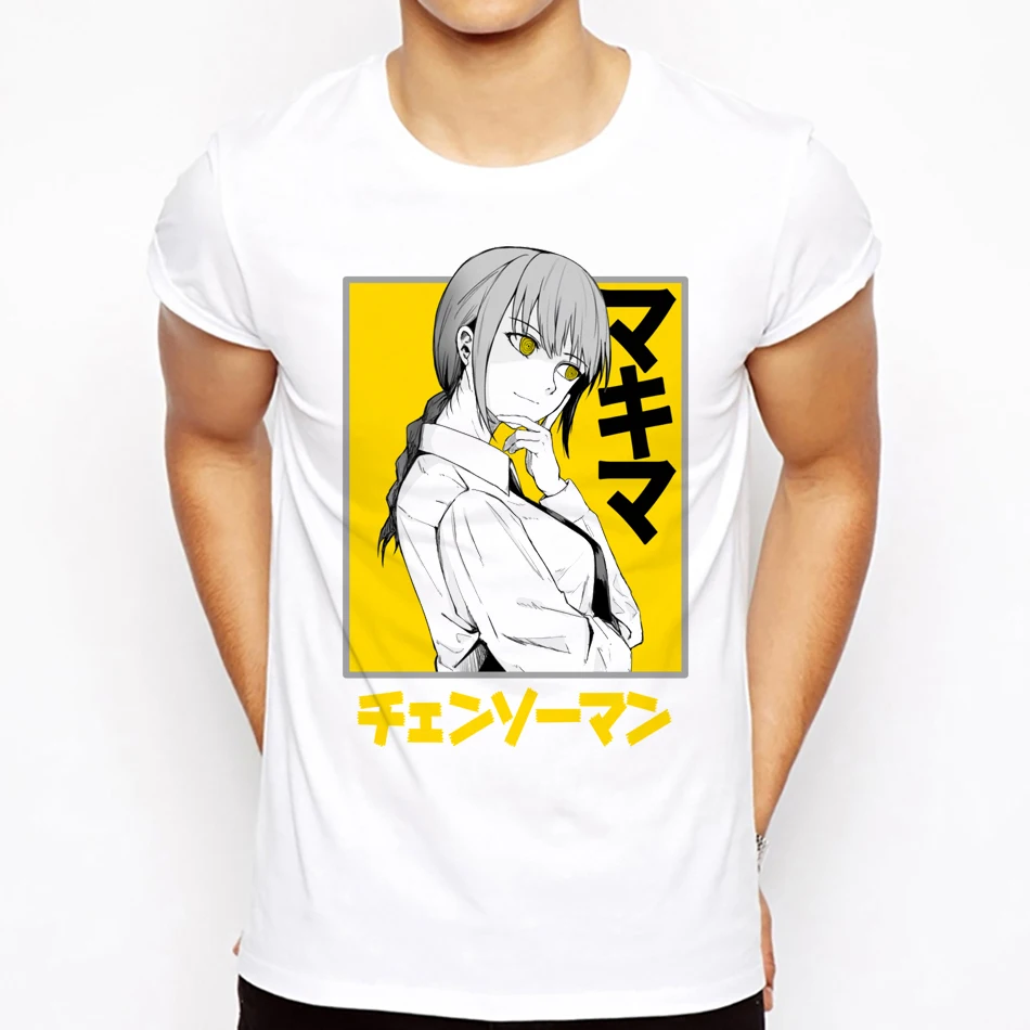 New Fashion Aesthetic Makima Horror anime manga Chainsawman Denji Print otaku white T Shirt Hip Hop Short Sleeve T Shirts Men
New Fashion Aesthetic Makima Horror anime manga Chainsawman Denji Print otaku white T Shirt Hip Hop Short Sleeve T Shirts Men