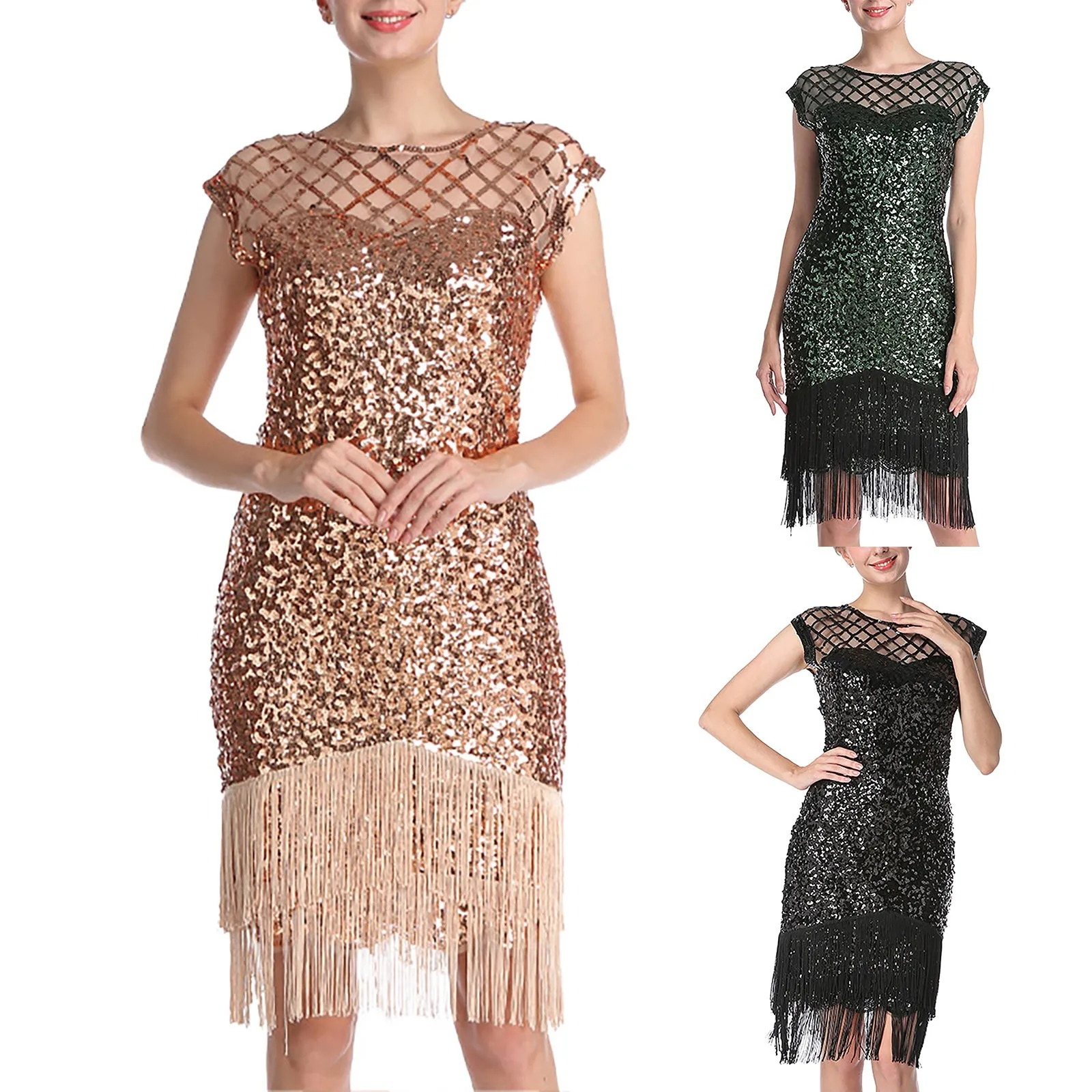 Sexy Party Fashion Sequin Fringe Dress Nightclub Sleeveless Slimming Mid Length Dress Formal Dress Long Women
Sexy Party Fashion Sequin Fringe Dress Nightclub Sleeveless Slimming Mid Length Dress Formal Dress Long Women