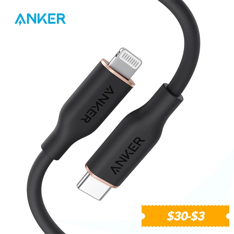 

Anker USB C to Lightning Cable Powerline III Flow for iPhone 11 12 Pro Max / 12/11 AirPods iphone charging cable date cable