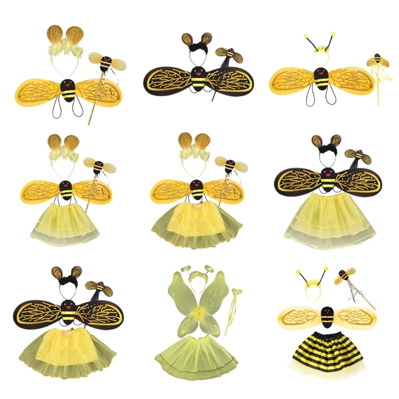 3 4pcs Girls Dress Up Princess Fairy Costume Set Ears Headband Wings Wand Skirt for Kids-Cosplay Gifts 
3 4pcs Girls Dress Up Princess Fairy Costume Set Ears Headband Wings Wand Skirt for Kids-Cosplay Gifts