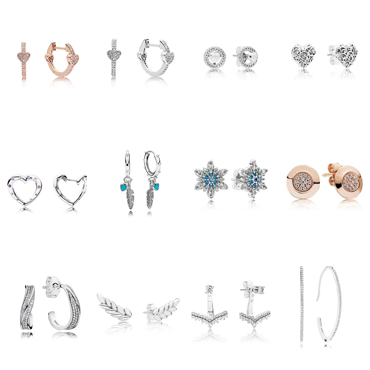 925 Silver Earrings Feather Heart Snowflake Earrings For Women Wedding Party Jewelry
925 Silver Earrings Feather Heart Snowflake Earrings For Women Wedding Party Jewelry