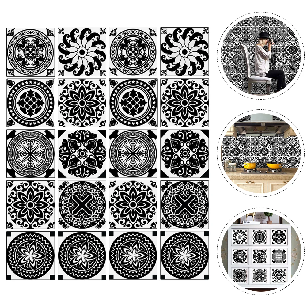 

Tile Tiles Vintage Wall Sticker Decals Stick Backsplash Peel Bathroom Kitchen Flower Vinyl Design Adhesive Self Murals