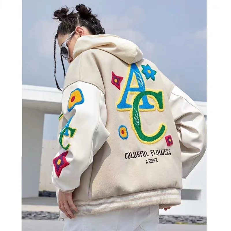 Retro Beige Letter Embroidered Baseball Jackets Female Y2K American Basketball Casual Couple Cat 2022 Autumn Winter New Style
Retro Beige Letter Embroidered Baseball Jackets Female Y2K American Basketball Casual Couple Cat 2022 Autumn Winter New Style
