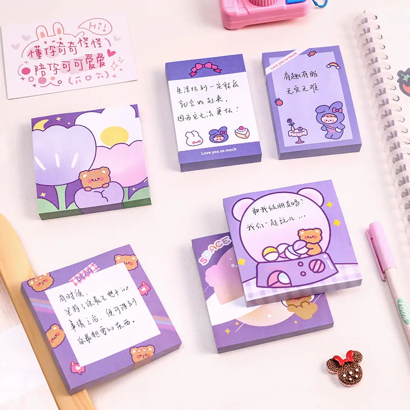 

50pcs Kawaii planet bear rabbit Planner Sticky Notes Memo Pad Diary Stationary Flakes Scrapbook Decorative Cute N Times Sticky