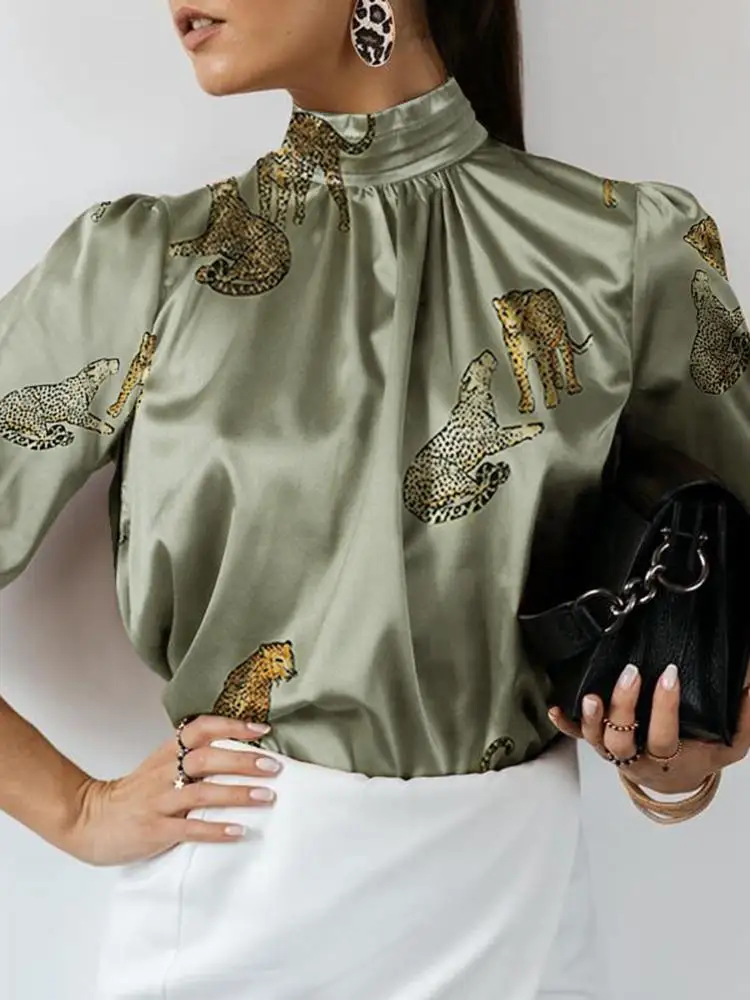 Celmia Summer Fashion Satin Shirt Women Vintage Tiger Print Blouses Stand Collar Casual Tunic Top Elegant Party Blusas Femininas
Celmia Summer Fashion Satin Shirt Women Vintage Tiger Print Blouses Stand Collar Casual Tunic Top Elegant Party Blusas Femininas