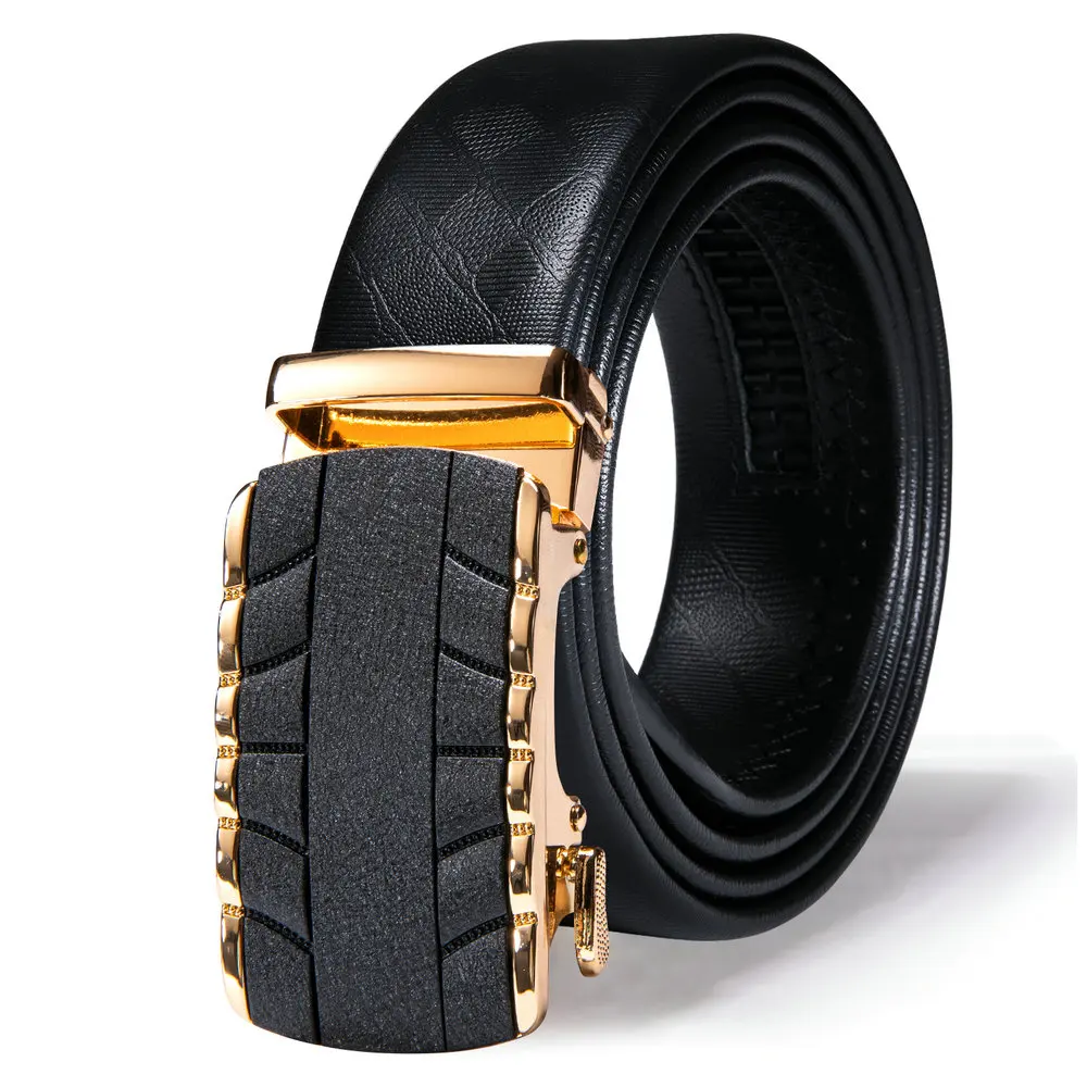 

Belt for Men Luxury Genuine Leather Cowskin Black Gold Metal Automatic Buckle High Qualtiy Designer Male Strap Business DK-2316
