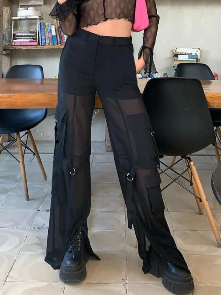 Pocket Low Rise Chic Pants Mesh Patchwork See Through Casual Sweatpants Punk Style Women Harajuku Jogging Pants 2022
Pocket Low Rise Chic Pants Mesh Patchwork See Through Casual Sweatpants Punk Style Women Harajuku Jogging Pants 2022