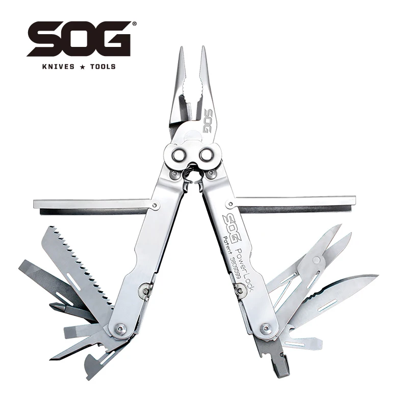 

SOG 18 in 1 POWERLOCK Multi-Tool Pliers EDC Scissors Military Tactical Folding Hand Tools Outdoor Survival Nylon Pouch-S60N-CP