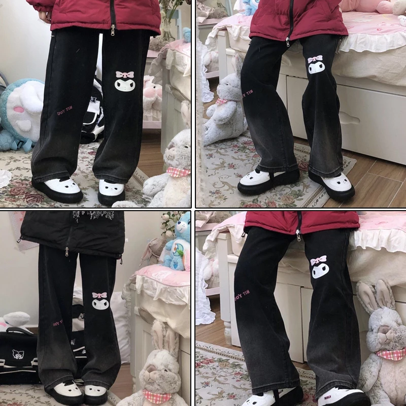 Sanrios аниме кавайная мультяшная фигурка Kuromi с высокой талией дымчатые черные прямые джинсы в студенческом стиле Осень-зима шикарные широкие ...
Sanrios аниме кавайная мультяшная фигурка Kuromi с высокой талией дымчатые черные прямые джинсы в студенческом стиле Осень-зима шикарные широкие ...