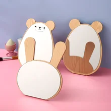 Cute Table Mirror With Stand For Makeup Decorative Vanity Cosmetic Wooden Desktop Mirror Princess Mirror Home Decoration Women