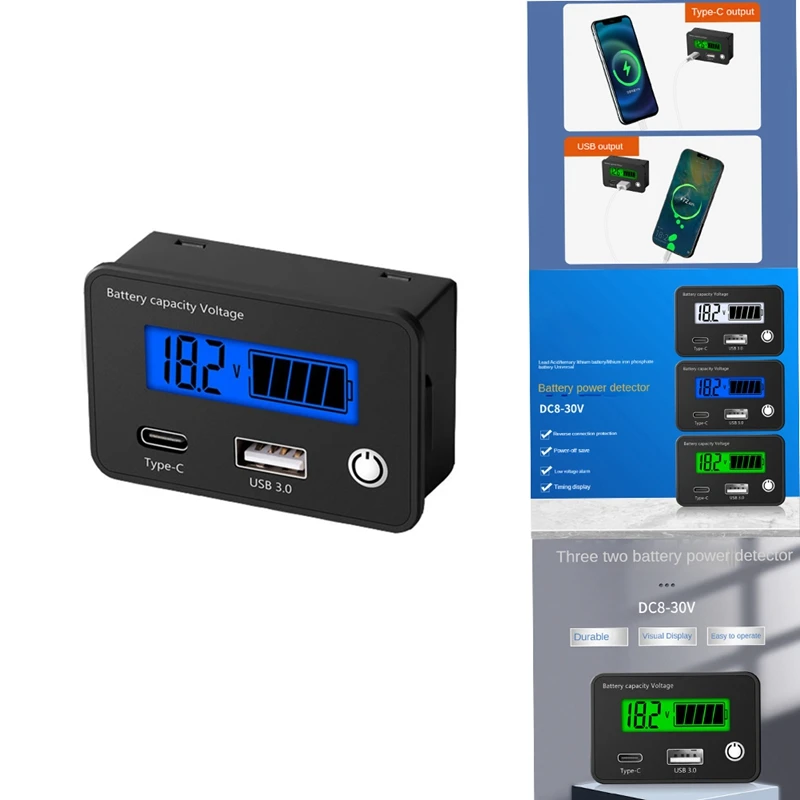 Цифровой вольтметр, тестер уровня свинцово-кислотных литиевых батарей, USB 3,0, DC 8-30 в
Цифровой вольтметр, тестер уровня свинцово-кислотных литиевых батарей, USB 3,0, DC 8-30 в