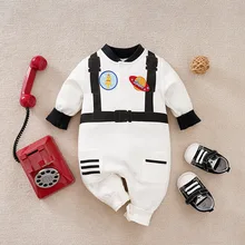 Umorden White Baby Boy Astronaut Costume Cosplay Space Suit Newborn 3M 6M 9M 12M Spring Autumn Romper Jumpsuit Birthday Outfit