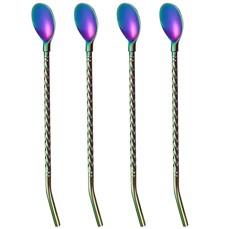Rainbow Ice Tea Spoon With Straw Handle, Stainless Steel Titanium Rainbow Plating,4 Pieces
Rainbow Ice Tea Spoon With Straw Handle, Stainless Steel Titanium Rainbow Plating,4 Pieces