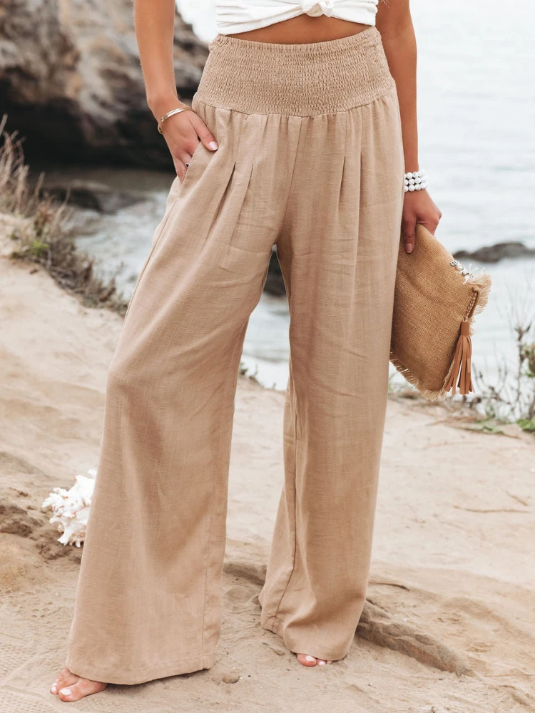 Spring Summer Plus Size High Quality Women Cotton Linen Pants Long Trousers Elastic Waist Casual Loose Wide Leg Pants Female
Spring Summer Plus Size High Quality Women Cotton Linen Pants Long Trousers Elastic Waist Casual Loose Wide Leg Pants Female