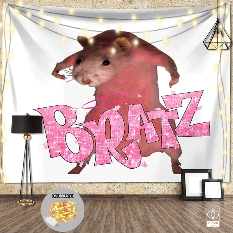 I'm Strong RATZ Mouse Tapestry with Lights Funny Style Wall Pink Tapestries Kawaii Room Decor Livingroom Bedroom Decoration
I'm Strong RATZ Mouse Tapestry with Lights Funny Style Wall Pink Tapestries Kawaii Room Decor Livingroom Bedroom Decoration
