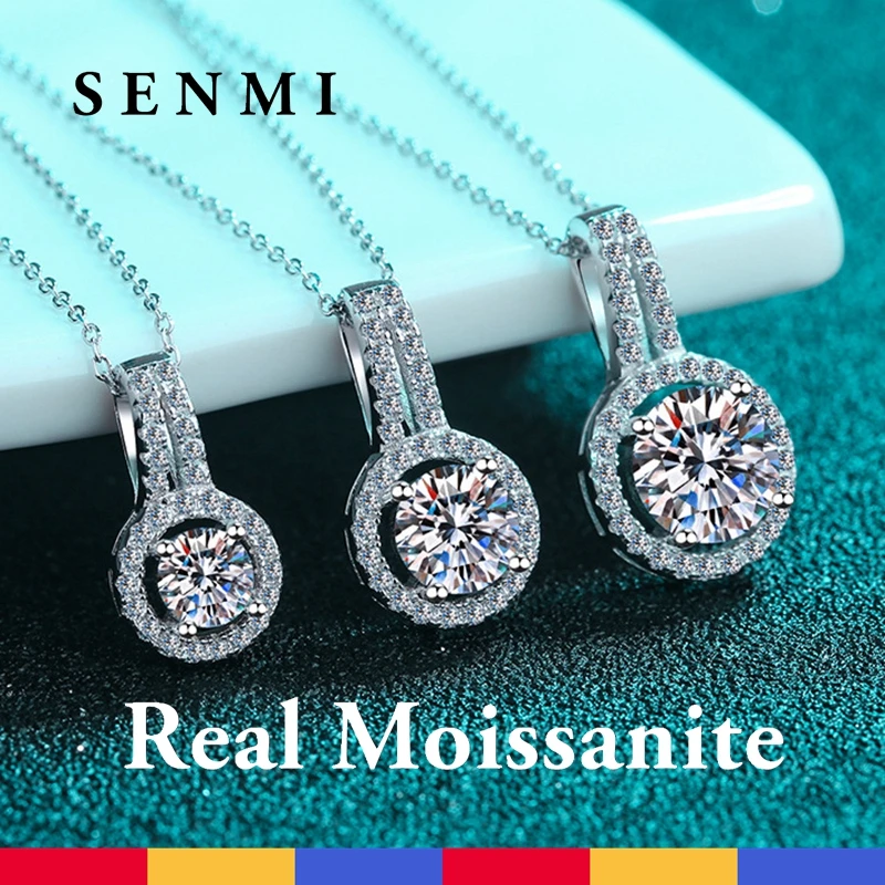 SENMI 5.0CT Certified Moissanite Pendant For Women 18k Gold Pated S925 Silver Brilliant halo VVS1 Lab Diamond Necklace Gifts
SENMI 5.0CT Certified Moissanite Pendant For Women 18k Gold Pated S925 Silver Brilliant halo VVS1 Lab Diamond Necklace Gifts