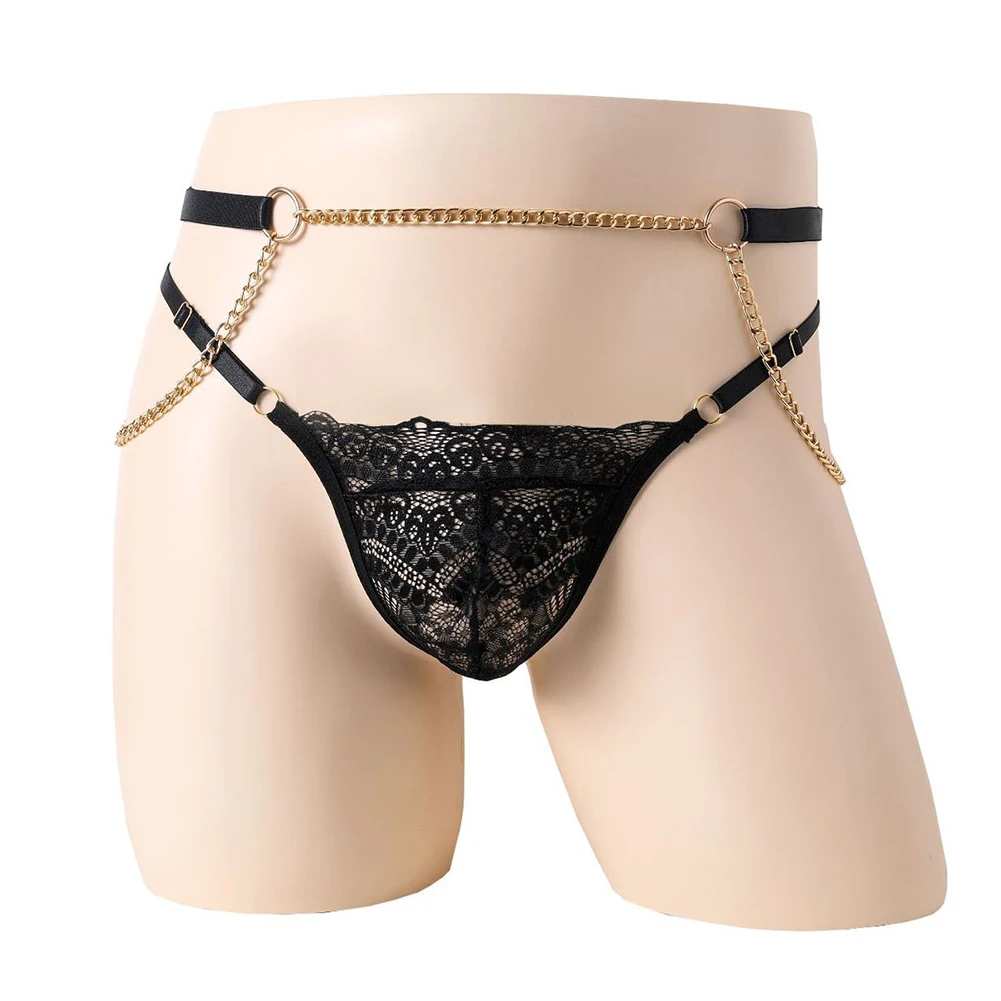 New Sexy Men Lingerie Chain Thong G-String Jockstrap Solid Briefs Underwear Panties Erotic Perspective Male Underpant
New Sexy Men Lingerie Chain Thong G-String Jockstrap Solid Briefs Underwear Panties Erotic Perspective Male Underpant