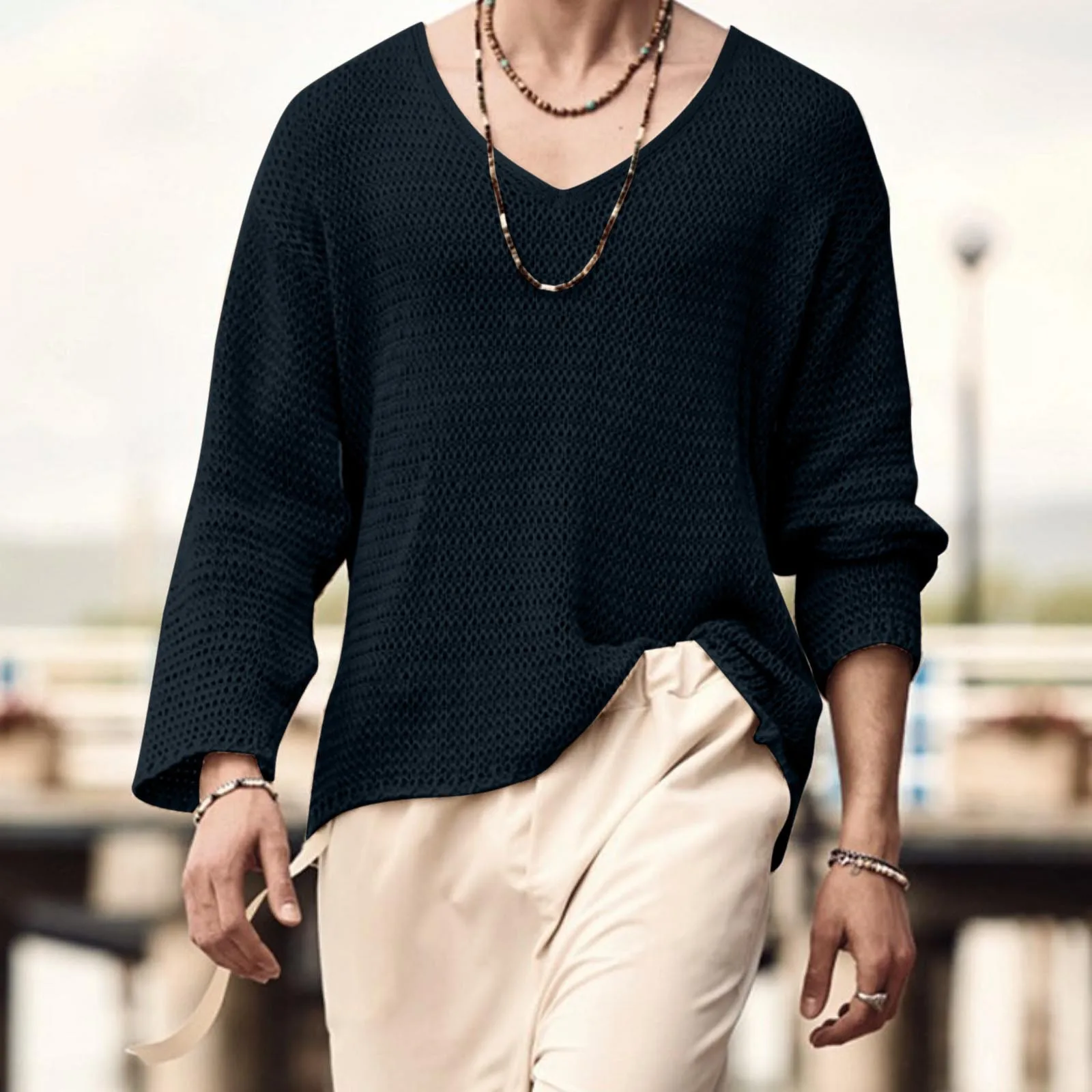 Male Autumn Winter Loose Casual Solid Knits Sweater Blouse Long Sleeve V Neck Sweater P Coat Men
Male Autumn Winter Loose Casual Solid Knits Sweater Blouse Long Sleeve V Neck Sweater P Coat Men