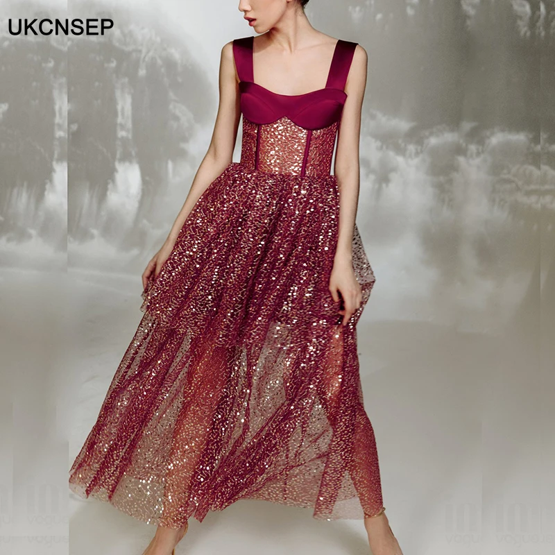 UKCNSEP New Summer Elegant Spaghetti Straps A Line Women Sparkly Maxi Dress Sexy Sleeveless Hollow Out Celebrity Party Dresses
UKCNSEP New Summer Elegant Spaghetti Straps A Line Women Sparkly Maxi Dress Sexy Sleeveless Hollow Out Celebrity Party Dresses