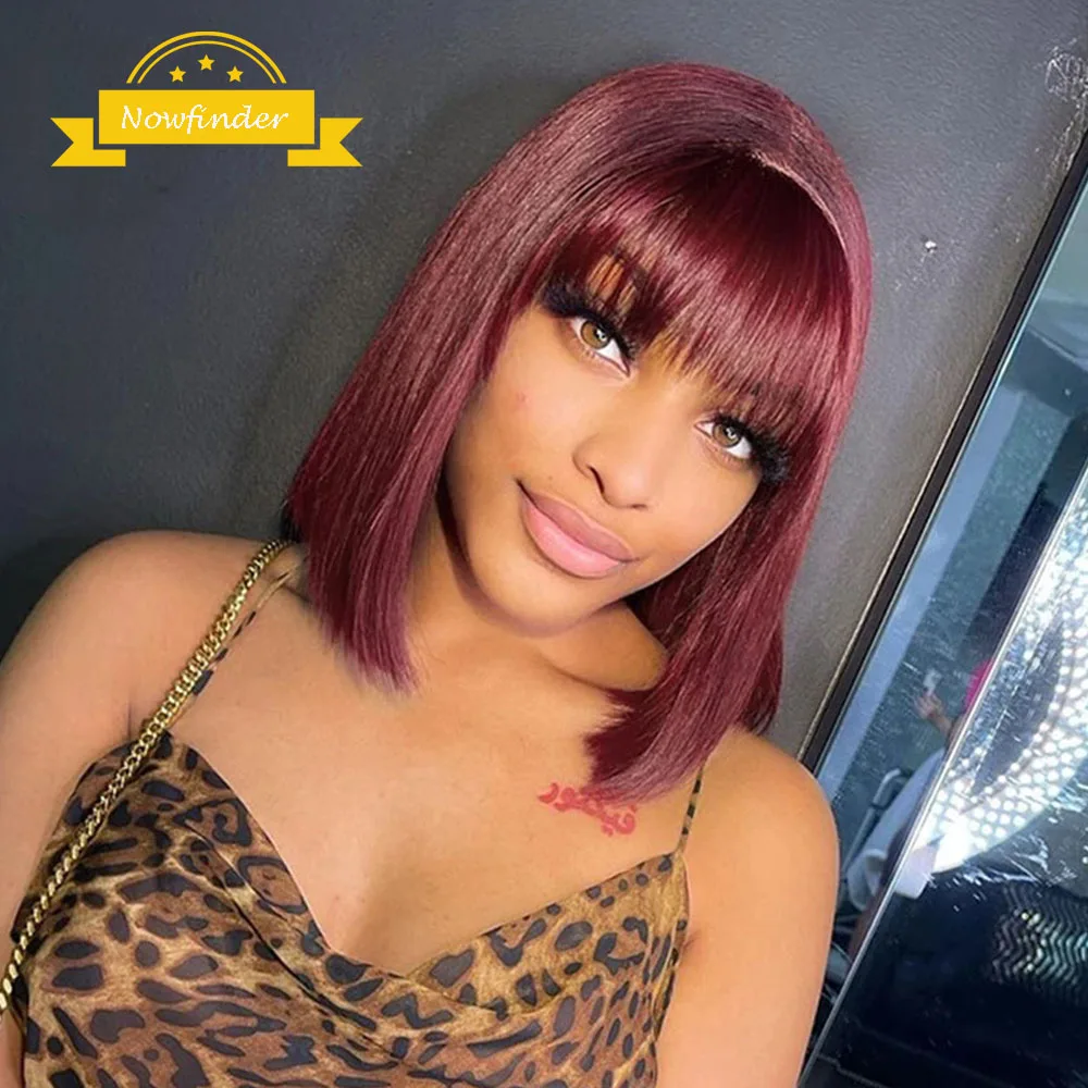 Short 613 Honey Blonde Straight Bob With Bangs 99j Burgundy Colored Human Hair Wigs Orange Bob Full Machine Wigs For Women
Short 613 Honey Blonde Straight Bob With Bangs 99j Burgundy Colored Human Hair Wigs Orange Bob Full Machine Wigs For Women